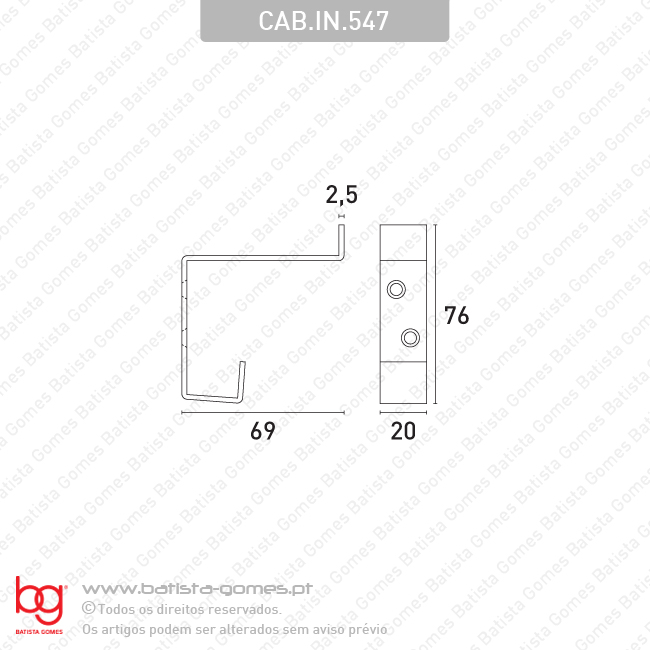 Cabide duplo 20x76 - INOX 304